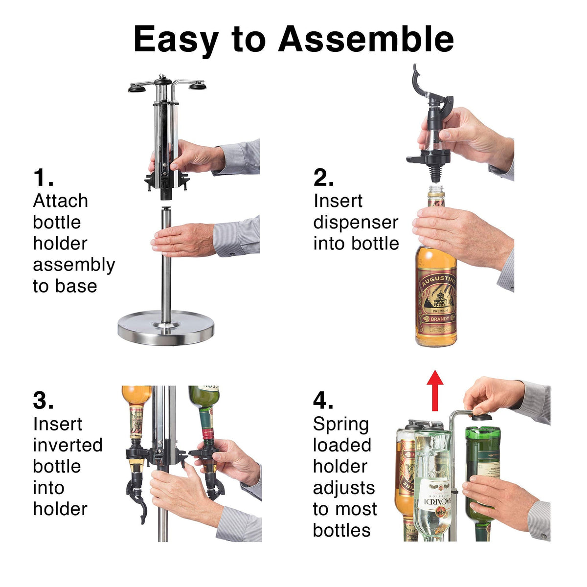 OGGI Professional 3-Bottle Revolving Liquor Dispenser, Stainless Steel