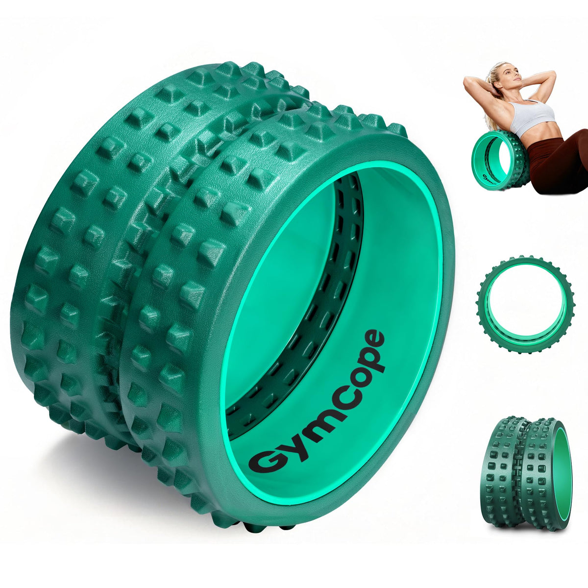 GymCope Back Roller for Back Pain Reliefn & Stretching, Deep Tissue Massage Roller Supports Up to 530 lbs / 240 kg, 5.5''-7.5'' Curved Foam Roller for Home Physical Stretching (Green, Firm)