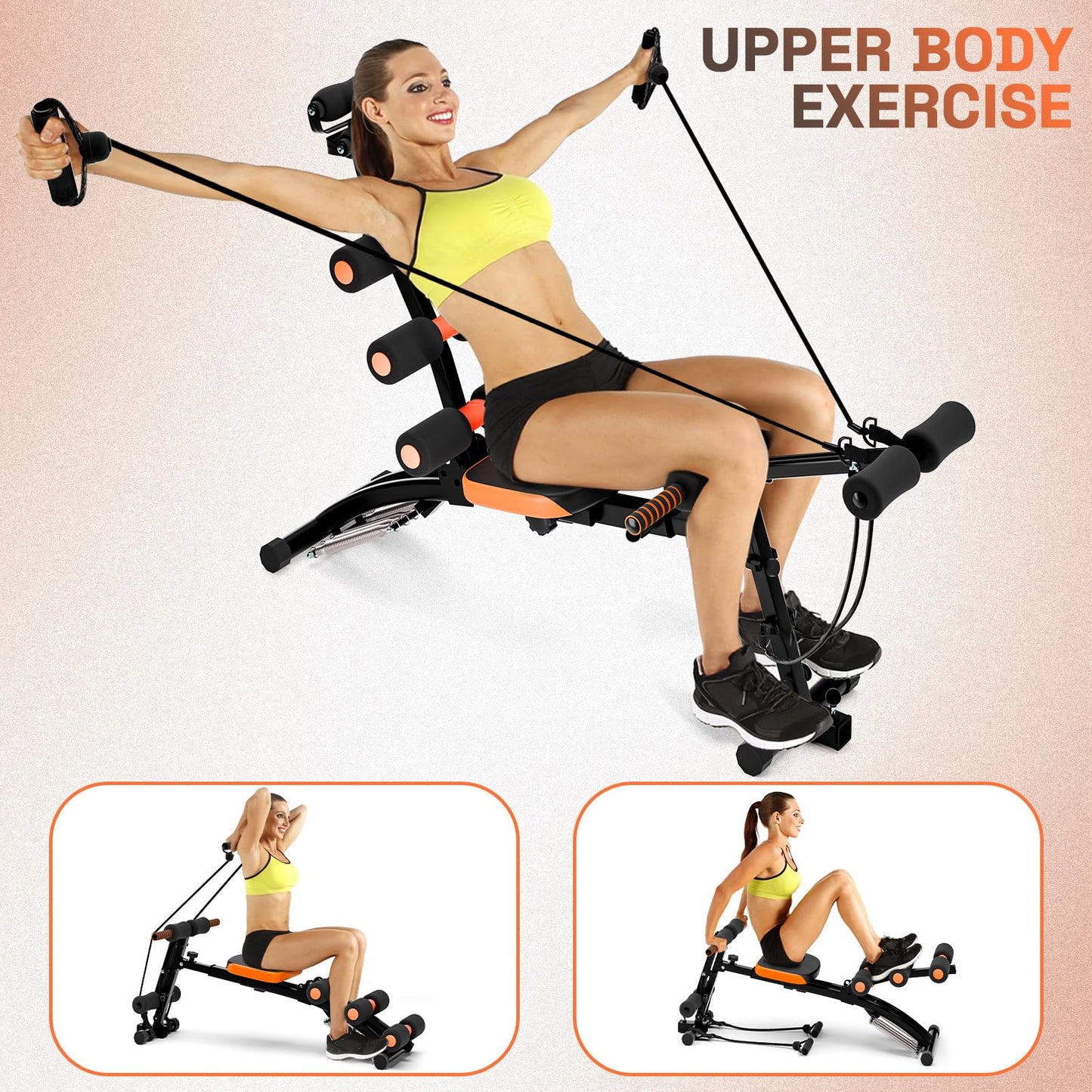 Adjustable Ab Machine for Stomach Workout, Multi-Functional Ab Crunch Trainer Bench, Abdominal Exercise Machine for Core, Legs, Arms – Maquina para Abdominales en Casa