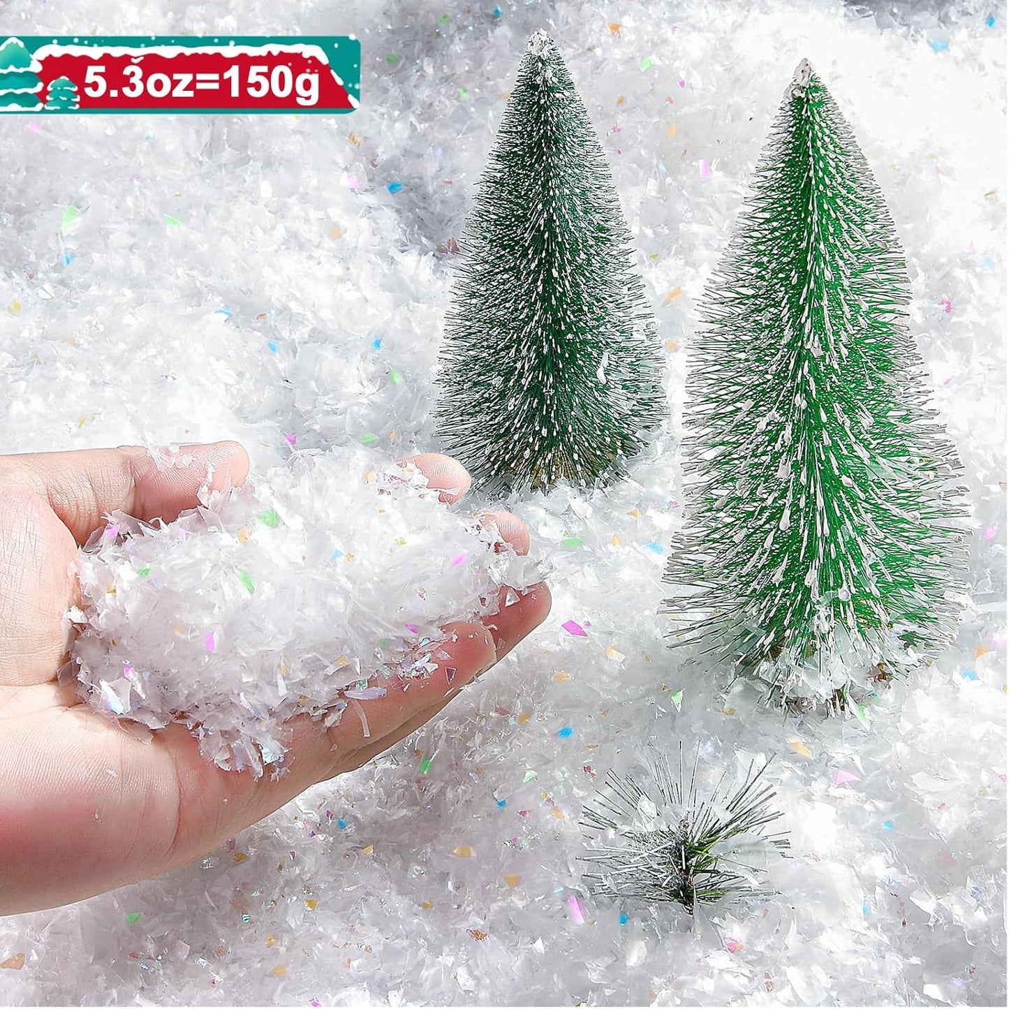 Skiennix Fake Snow Decor - Glittery Artificial Snow for Crafting & Holiday Decorations | 5.3 Ounce