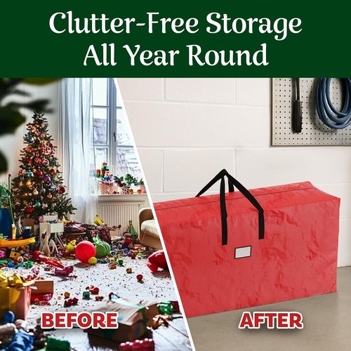 Elf Stor Christmas Tree Storage Bag - Waterproof Design for 9-Foot Artificial Trees & Holiday Decor | Red