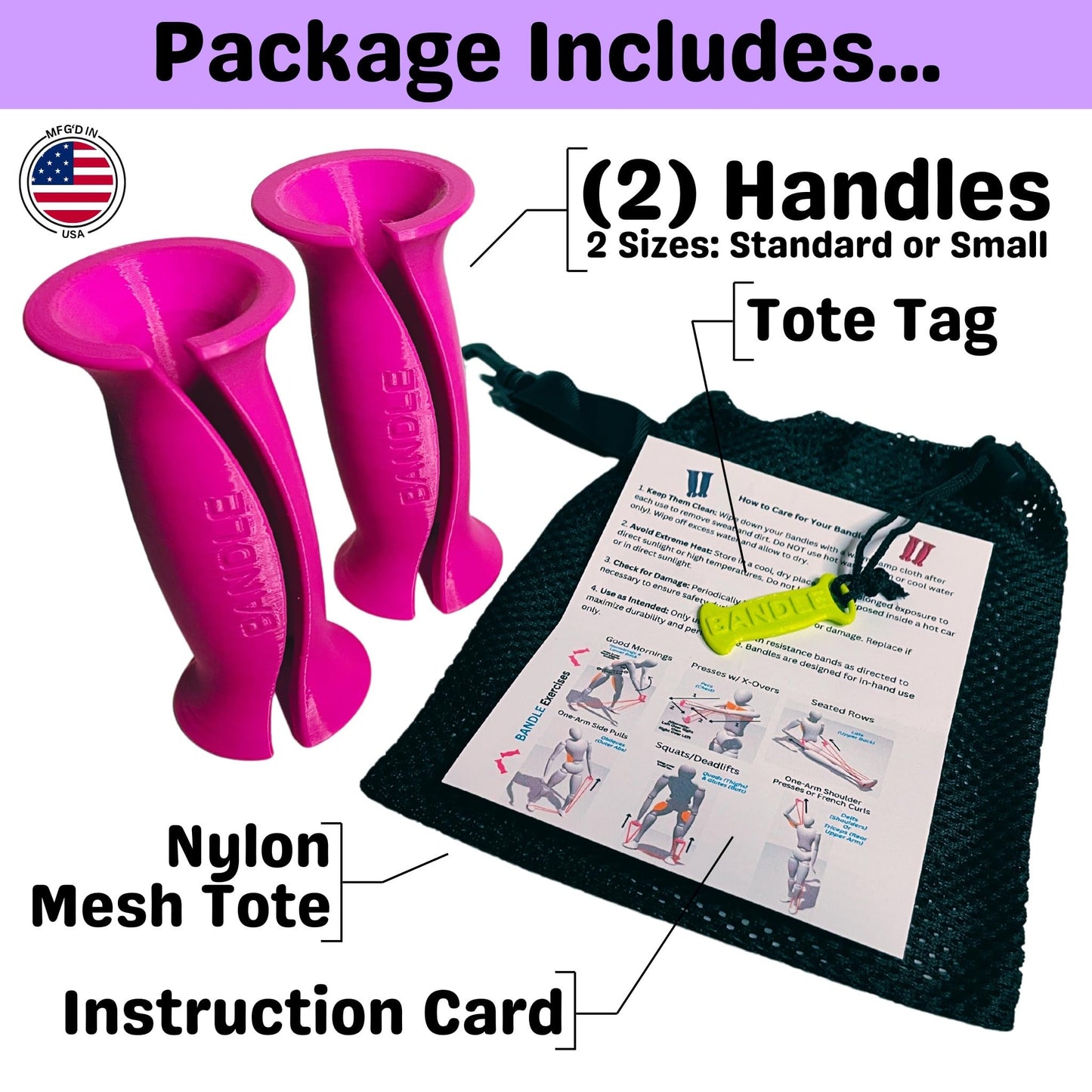 Bandles™ - True Ergonomic Resistance Band Handles | Unleash the Full Potential of Pain-Free, Full-Body Workouts | Durable & Comfortable for High-Intensity Training (2 Handles) (Black, Standard)
