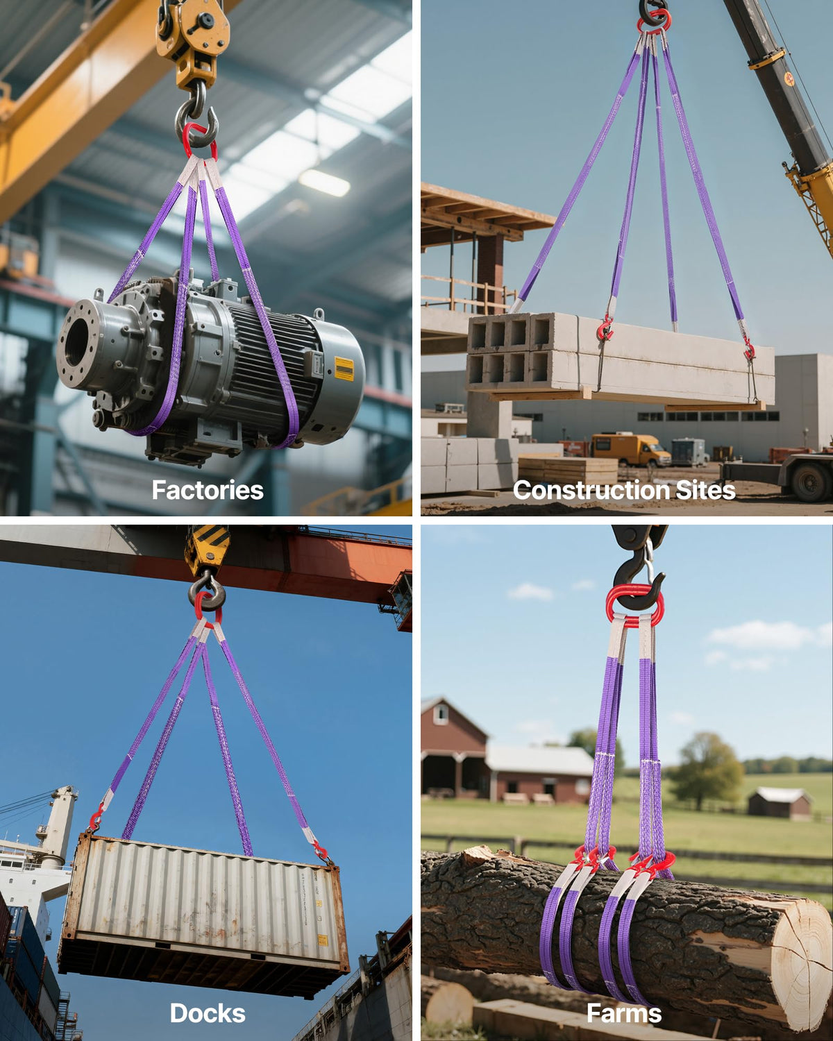 VEVOR Lifting Sling Straps, 2Pcs Two-Leg Polyester Bridle Sling with Hooks, 4400LB Capacity, 5Ft Heavy Duty Rigging Strap, Thickened & Wear-Resistant Webbing Slings for Engines Cranes Hoists Truck