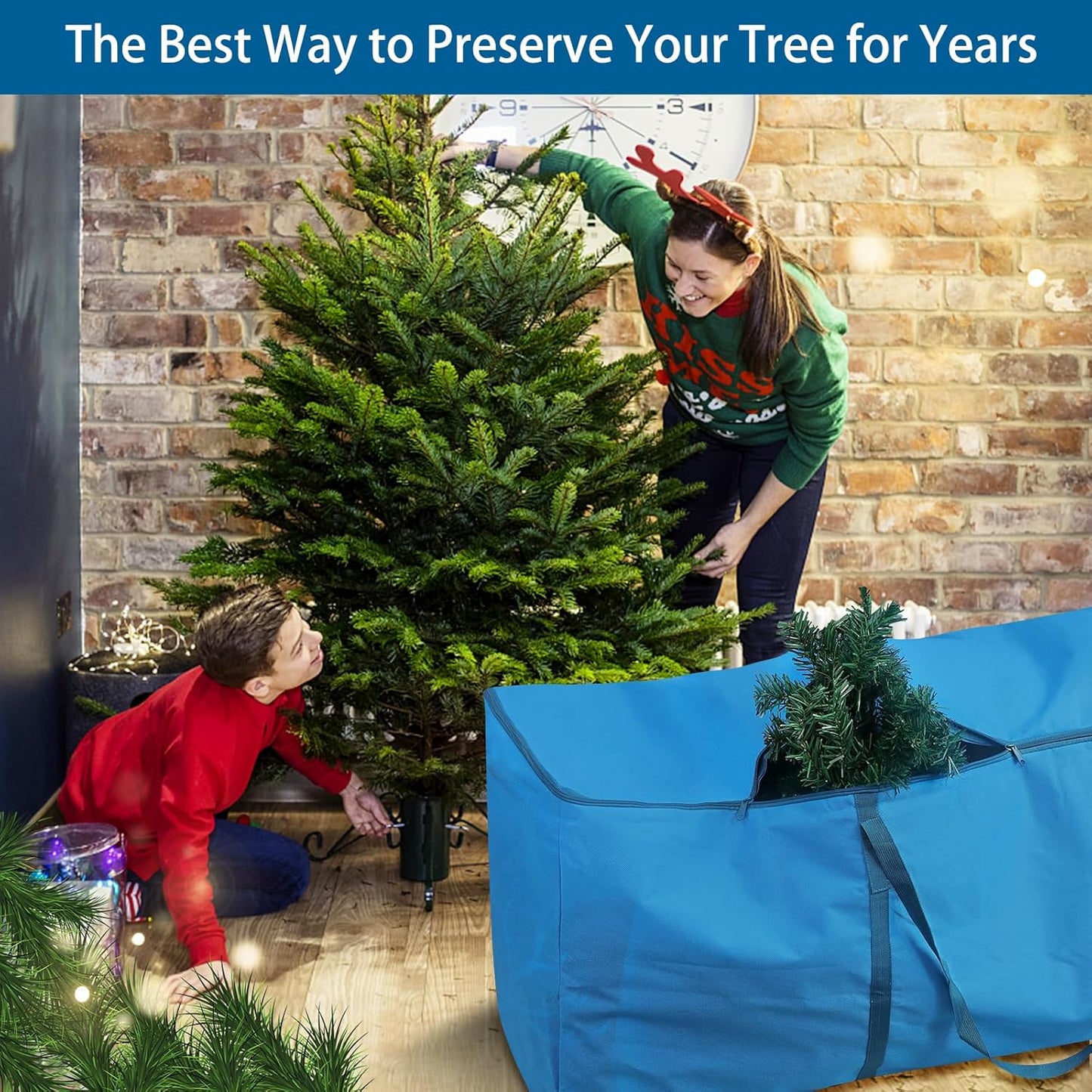 Skiennix Christmas Tree Storage Bag - Durable Cloth for 7.5 ft Artificial Trees | Reinforced Handles & Dual Zippers