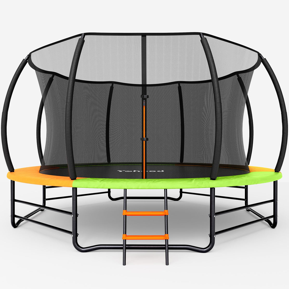 Yohood Trampoline Outdoor 12FT 14FT, Recreational Trampolines with Enclosure Net and Ladder, ASTM Approved for Kids and Adults, with Additional 8 Stabilizer Bars and Anti-Rust Coated Galvanized Frame