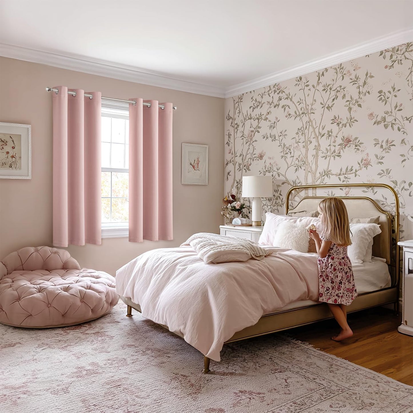 MIULEE Baby Pink Blackout Curtains - Thermal Insulated Room Darkening Drapes | 40 x 45 Inches, 2 Panels