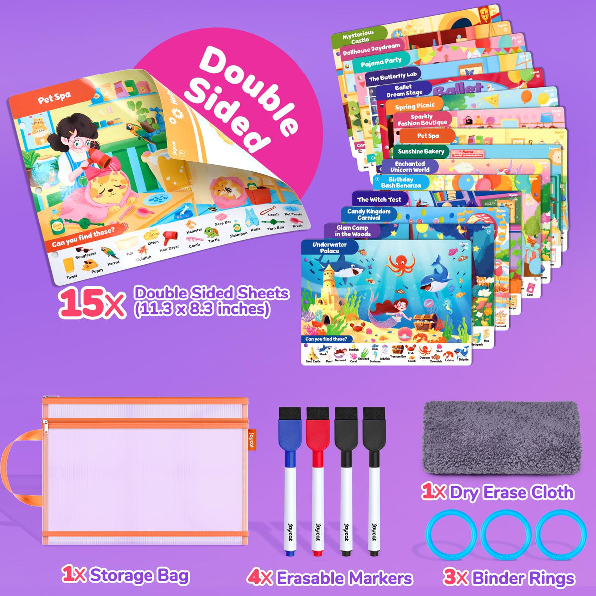 JoyCat Seek & Find Game Book, Educational Toys for Girls Ages 3-5, Preschool Learning Activities for Toddlers & Kids, Christmas Road Trip Travel Toys for Car & Airplane, Gifts for 3 4 5 6 Year Olds