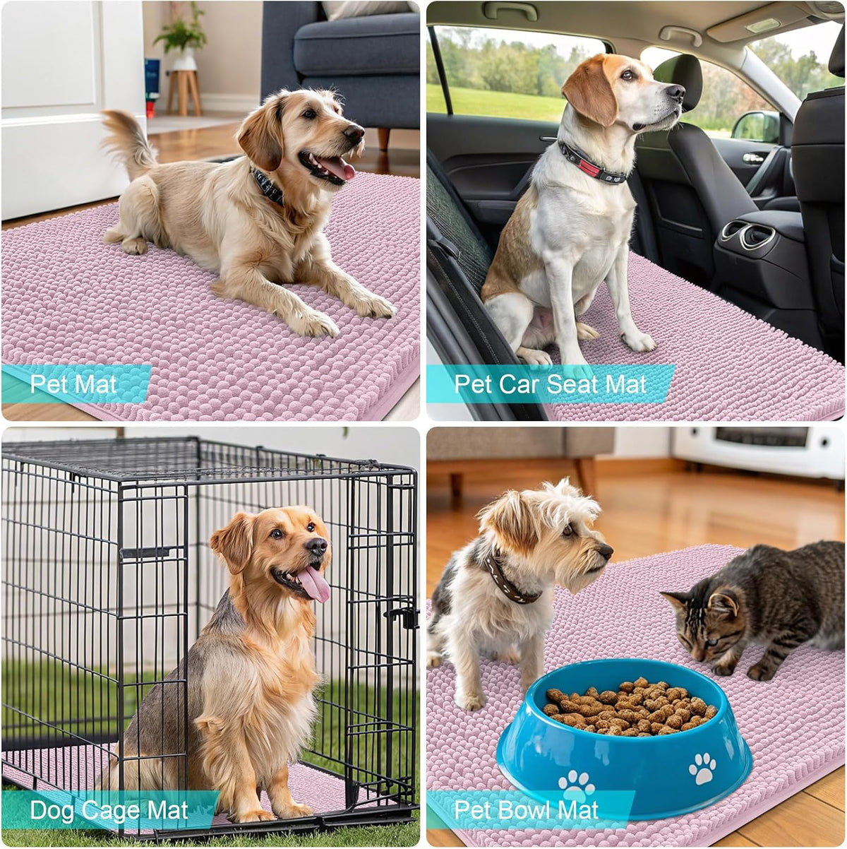 OLANLY Dog Door Mat - Absorbent Non-Slip Washable Doormat for Muddy Paws | 47x17, Dusty Rose