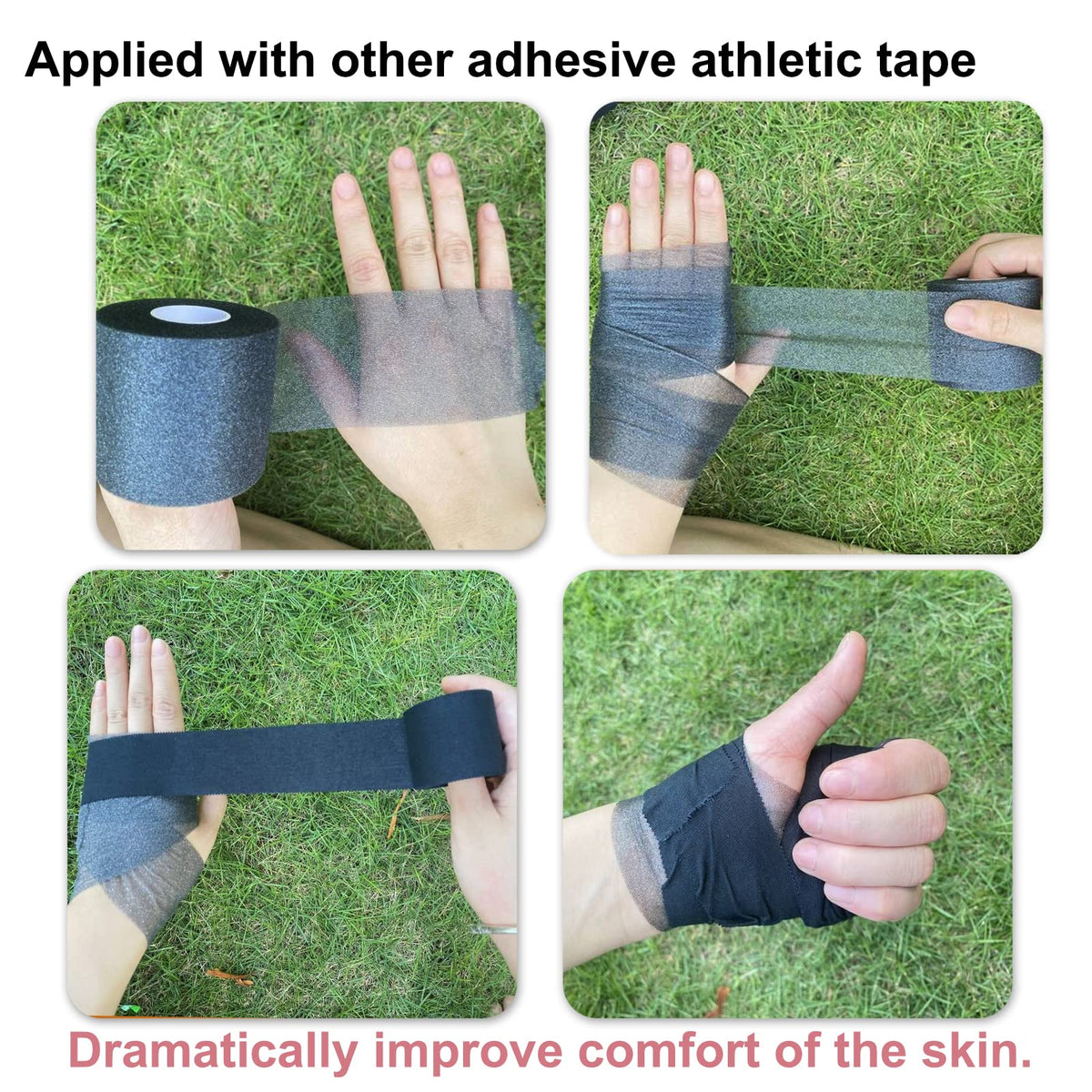 3 Rolls Black Pre Wrap + 5 Rolls White Athletic Tape +5 Rolls Black Athletic Tape