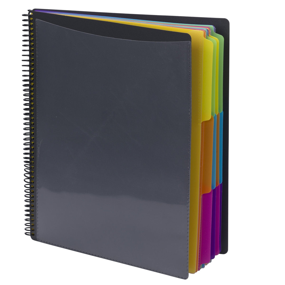Smead 24 Pocket Poly Project Organizer, 1/3-Cut Tab, Letter Size, Gray with Bright Colors (89206), (Pack of 10)
