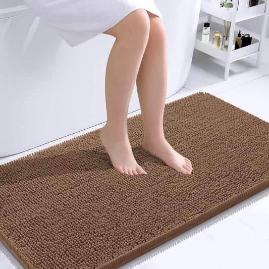 OLANLY Bathroom Runner Rugs - Extra Soft Absorbent Chenille | Quick-Dry Rubber Backing, 44x24 Mocha
