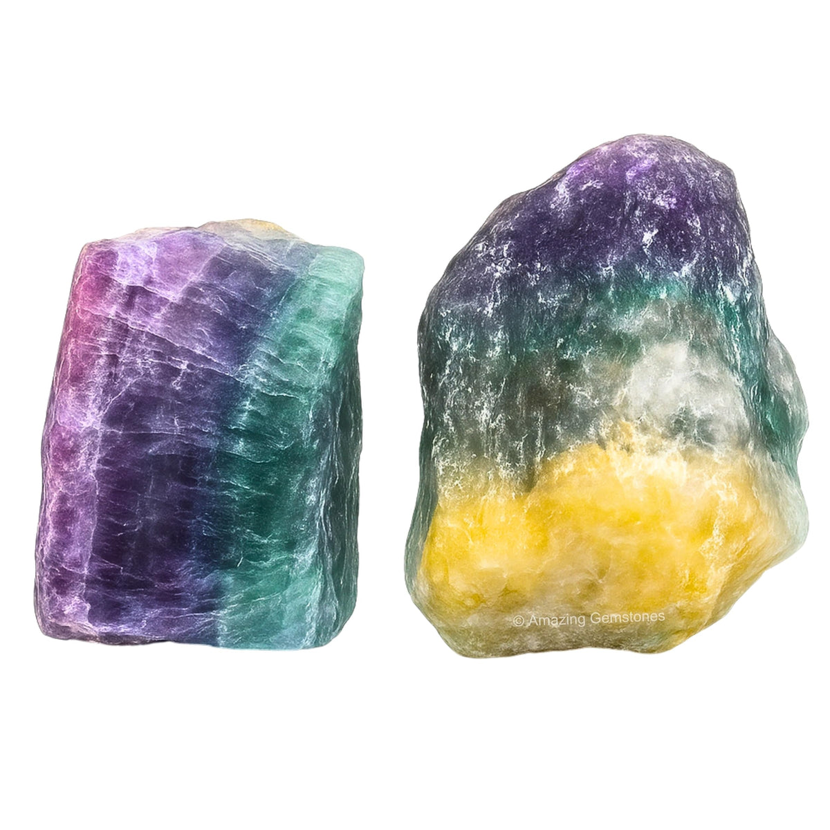 Amazing Gemstone Fluorite Raw Crystals and Healing Stones, Natural Rocks for Tumbling - DIY Raw Stones and Crystals, 2 Pieces