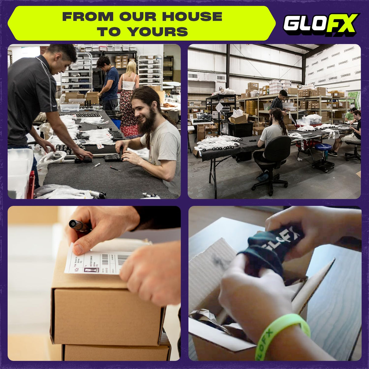 GloFX 8-LED Double Rave Orbit: X Dual Light - Purple Green Blue White LED