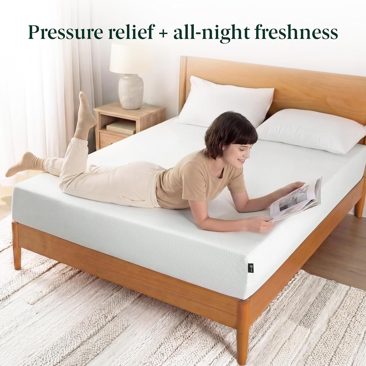 Zinus 10 Inch Full Green Tea Memory Foam Mattress - Medium Firm, Zoned Pressure Relief, Fiberglass Free