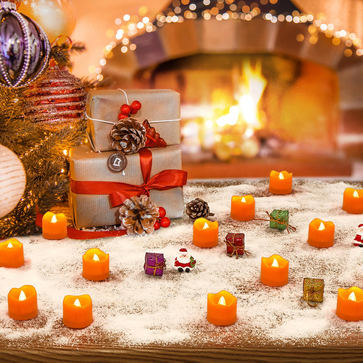 Topstone Halloween Orange Led Tealight with 4/6/8 H Timer,Remote Control Flameless Candle,Battery Powered Fake Candles,Electric Votive Candle,Pack of 12
