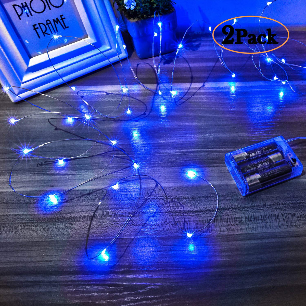 Ariceleo Led Fairy Lights Battery Operated, 1 Pack Mini Battery Powered Copper Wire Starry Fairy Lights for Bedroom, Christmas, Parties, Wedding, Centerpiece, Decoration (5m/16ft Blue)