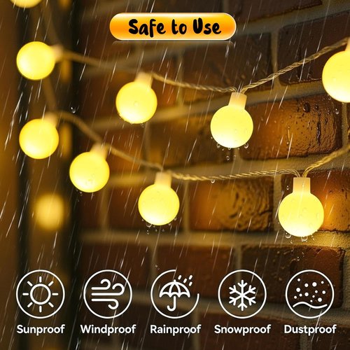 Enhon 50 LED Battery Operated String Lights - 23 Ft Globe Fairy Lights with Timer | Warm White for Indoor/Outdoor Decor