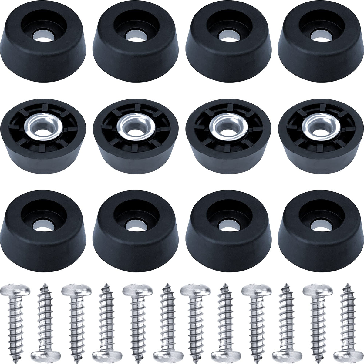 Gluposti 12 Rubber Feet for Cutting Board, Soft Non-Slip Cutting Board Feet with Stainless Screws for Electronics & Furniture, 0.67" W x 0.25" H, Made in USA