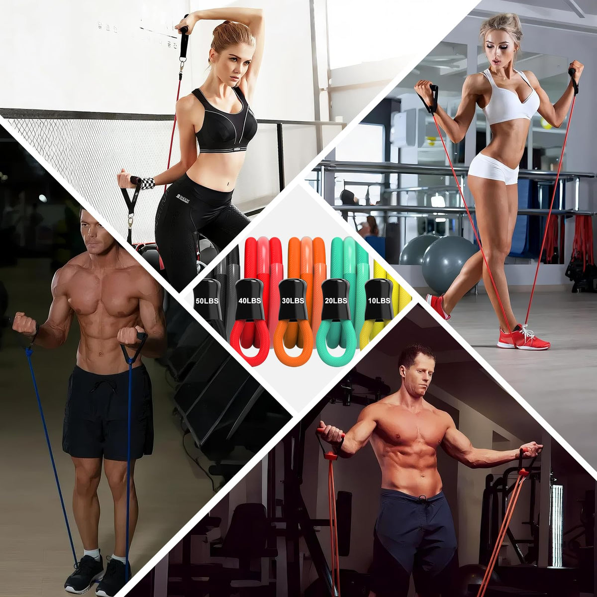 AlpinexFit Resistance Bands for Working Out,150LBS Exercise Bands with Handles,Workout Bands for Men Women, Fitness Bands Set for Muscle Training, Strength, Slim, Yoga, Home Gym Equipment