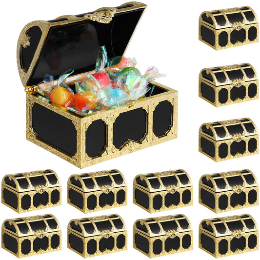 12 Pieces Treasure Chest Party Favor Box 2.95 in Mini Treasure Chest Gold Vintage Pirate Treasure Boxes Jewelry Storage Box Christmas Halloween Party Favors