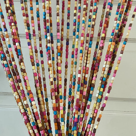 FlavorThings Rainbow Wooden Bead Curtain 36” x 79” – 41 Strands Colorful Boho Doorway Curtain, Bamboo Style Room Divider, Easy Install Hanging Beads for Door, Window & Home Decor(Rainbow)