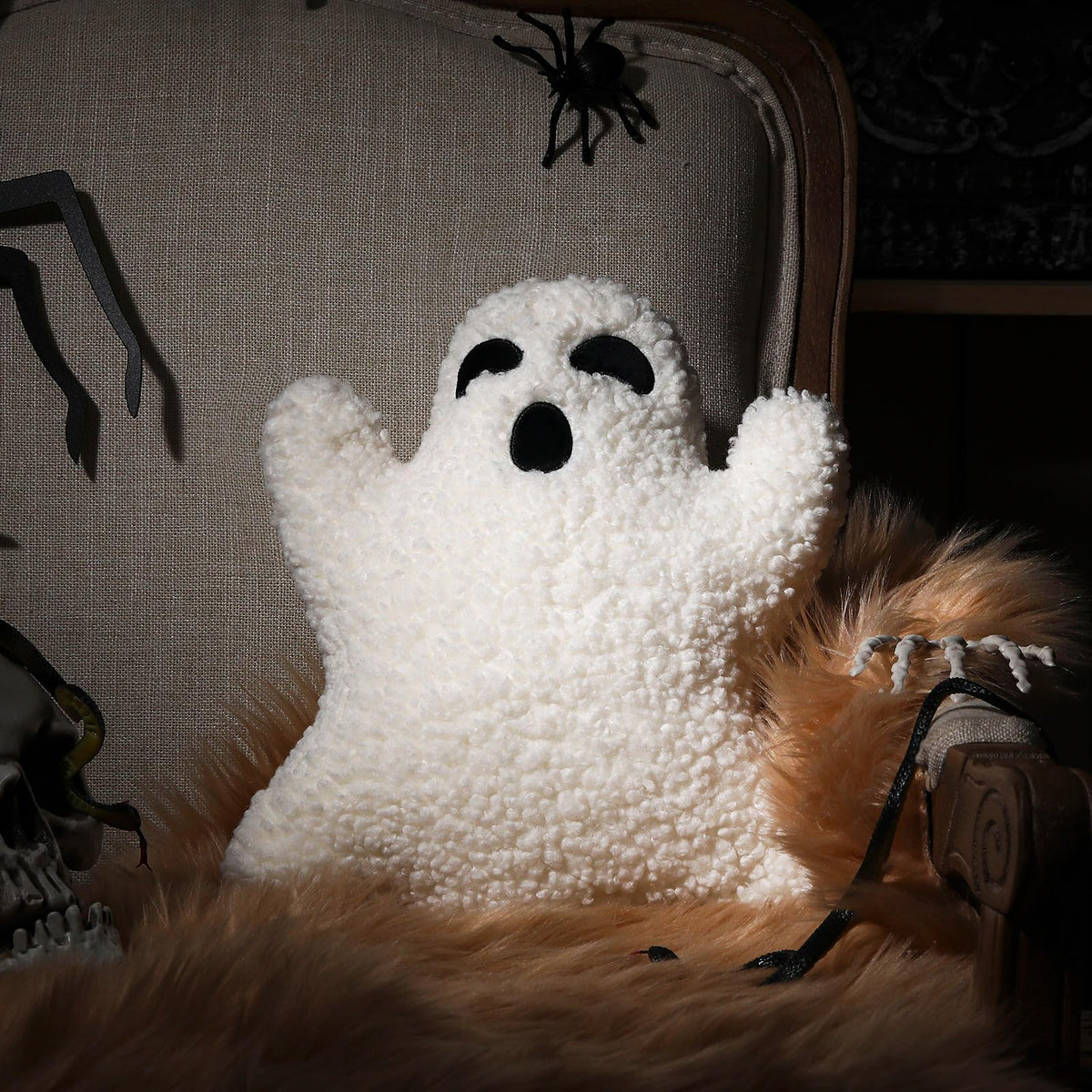 Shappy 3 Pcs Halloween Ghost Throw Pillows Cute Soft Throw Decorative Pillows for Halloween Decorative Home Bed Sofa with Ghost Decor Cushion