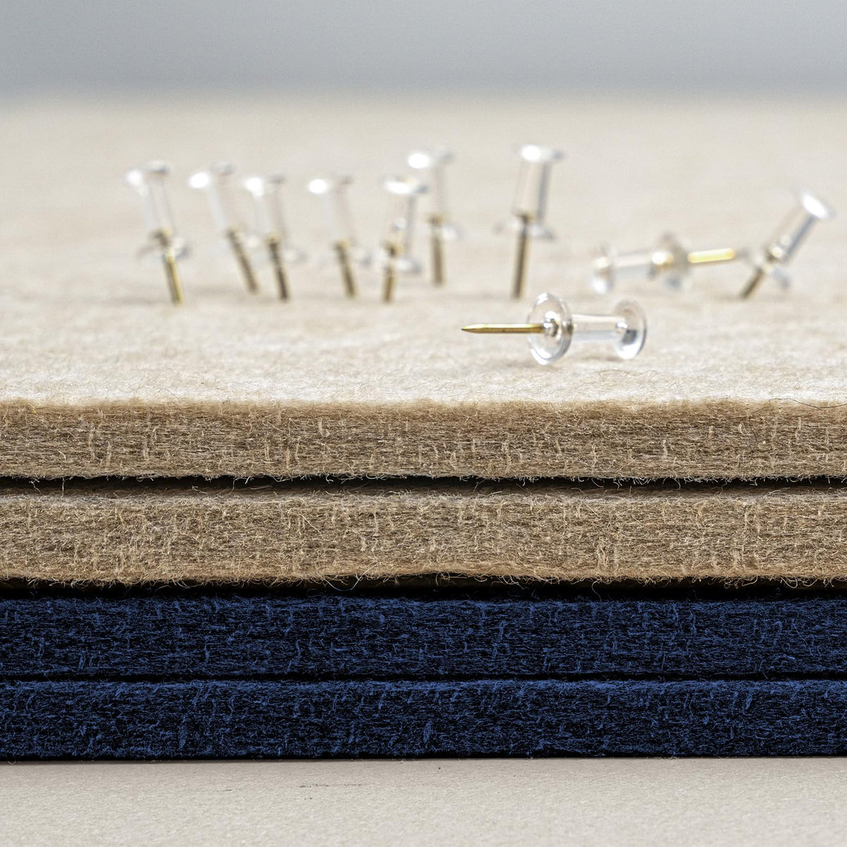 Lightomorrow Bulletin Board, 24 x 18 inches Felt Board Decorative Pin Board, Cork Board Alternative for Wall, Foldable Photo Board Self-Adhesive Vision Board with 20 Pushpins - Dark Blue