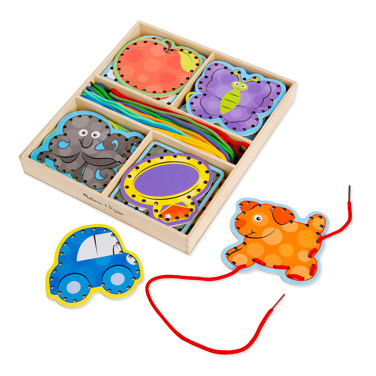 Melissa & Doug Alphabet Wooden Lacing Cards With Double-Sided Panels and Matching Laces
