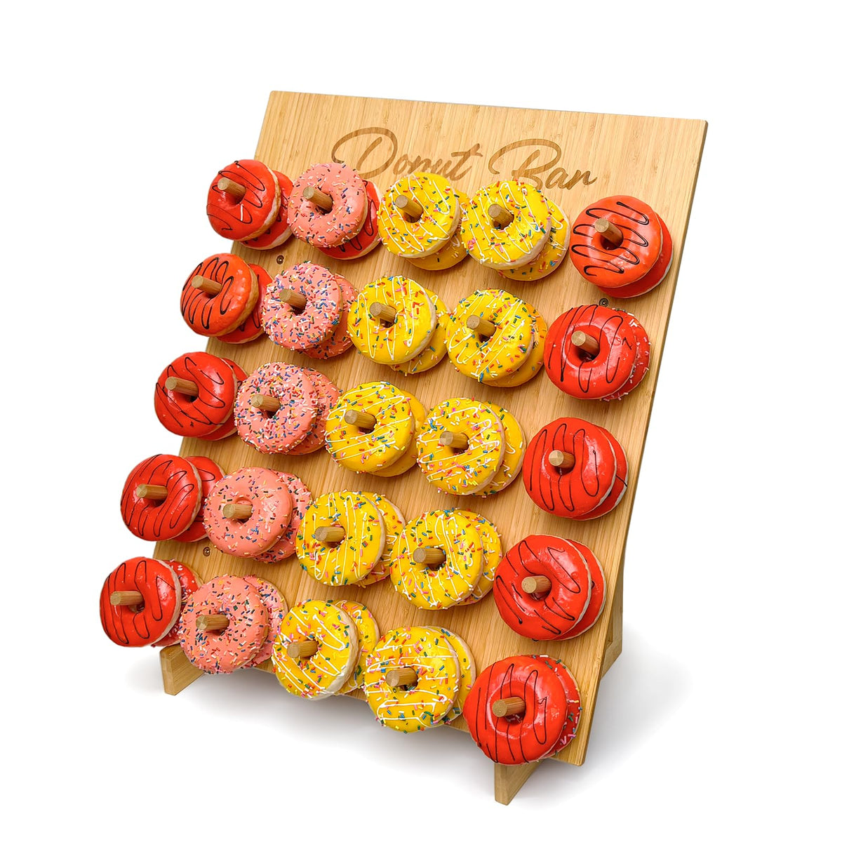 ZOOYOO Large Bamboo Donut Wall Holds 50 Donuts - 26x22 Inch Donut Display Stand for Wedding, Baby Shower, Birthday Party Decor - Dessert Table Centerpiece