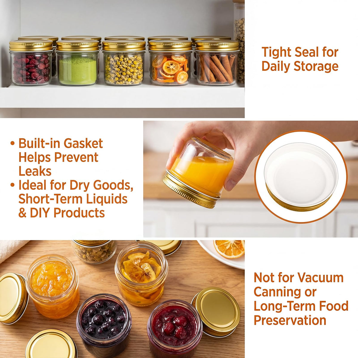 QAPPDA 4oz Glass Jars With Lids,Small Mason Jars Wide Mouth,Mini Canning Jars With Gold Lids For Honey,Jam,Jelly,Wedding Favor,Shower Favors,Spice Jars For Kitchen Storage & Home,Set of 40