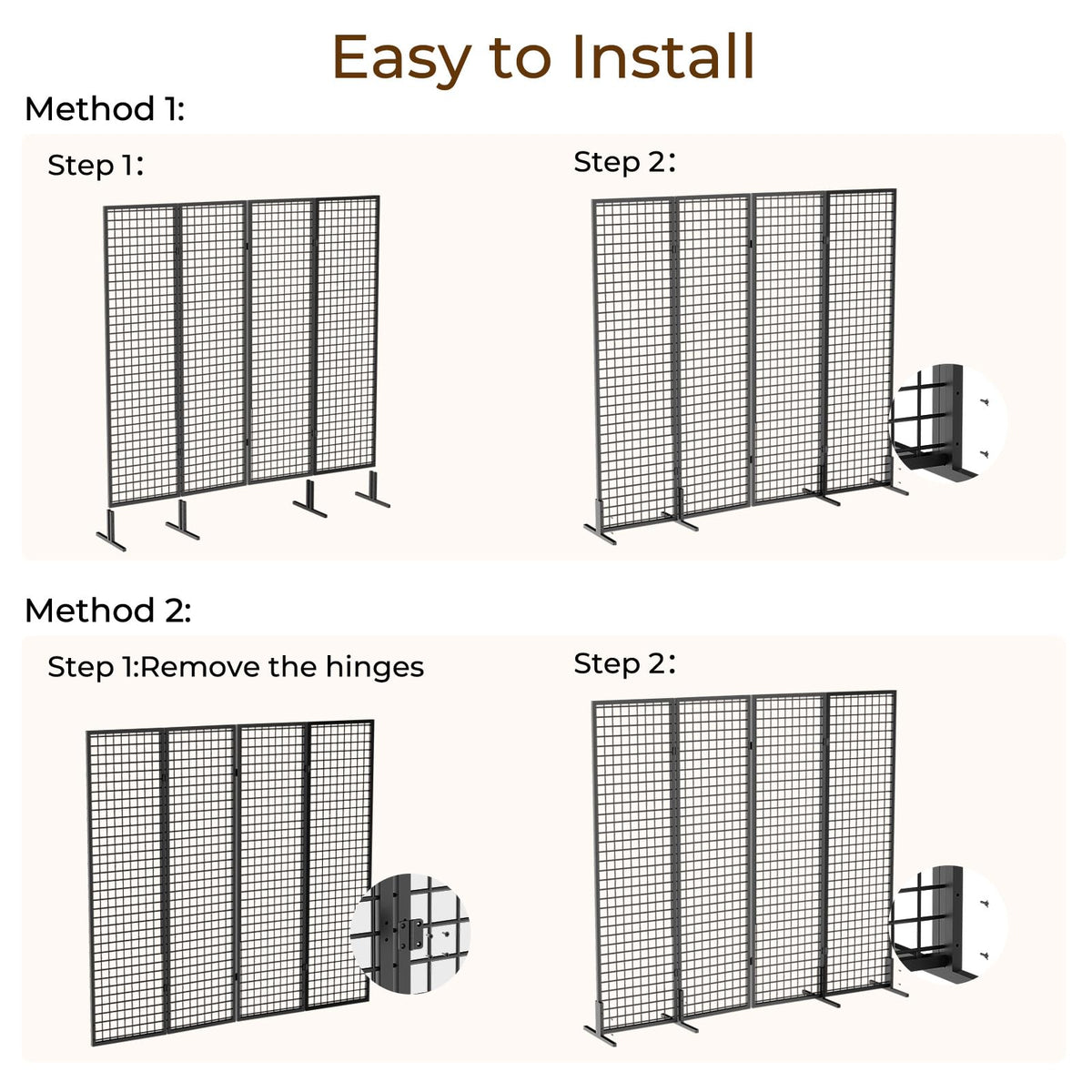DEMEGA Grid Wall Panels Foldable Gridwall Panel Display Stand Art Show Display Panels for Vendor Events Craft Shows Merch Display