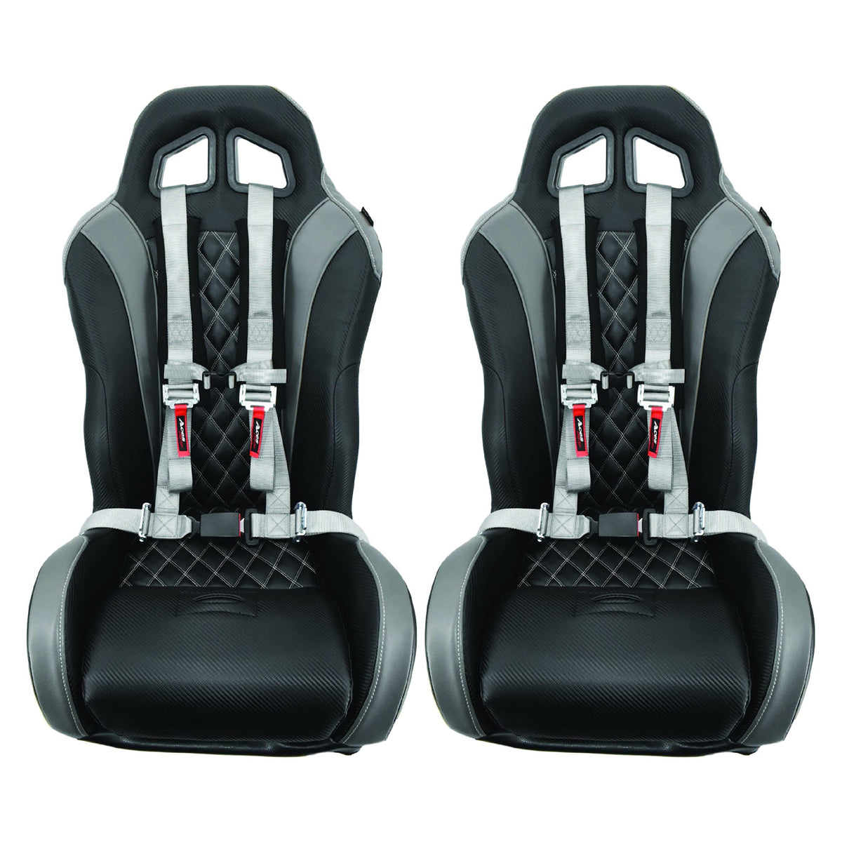 AAAA Aces Racing Harness (Pair) compatible with Polaris RZR With Bypass Plug (Grey, 4 Point)