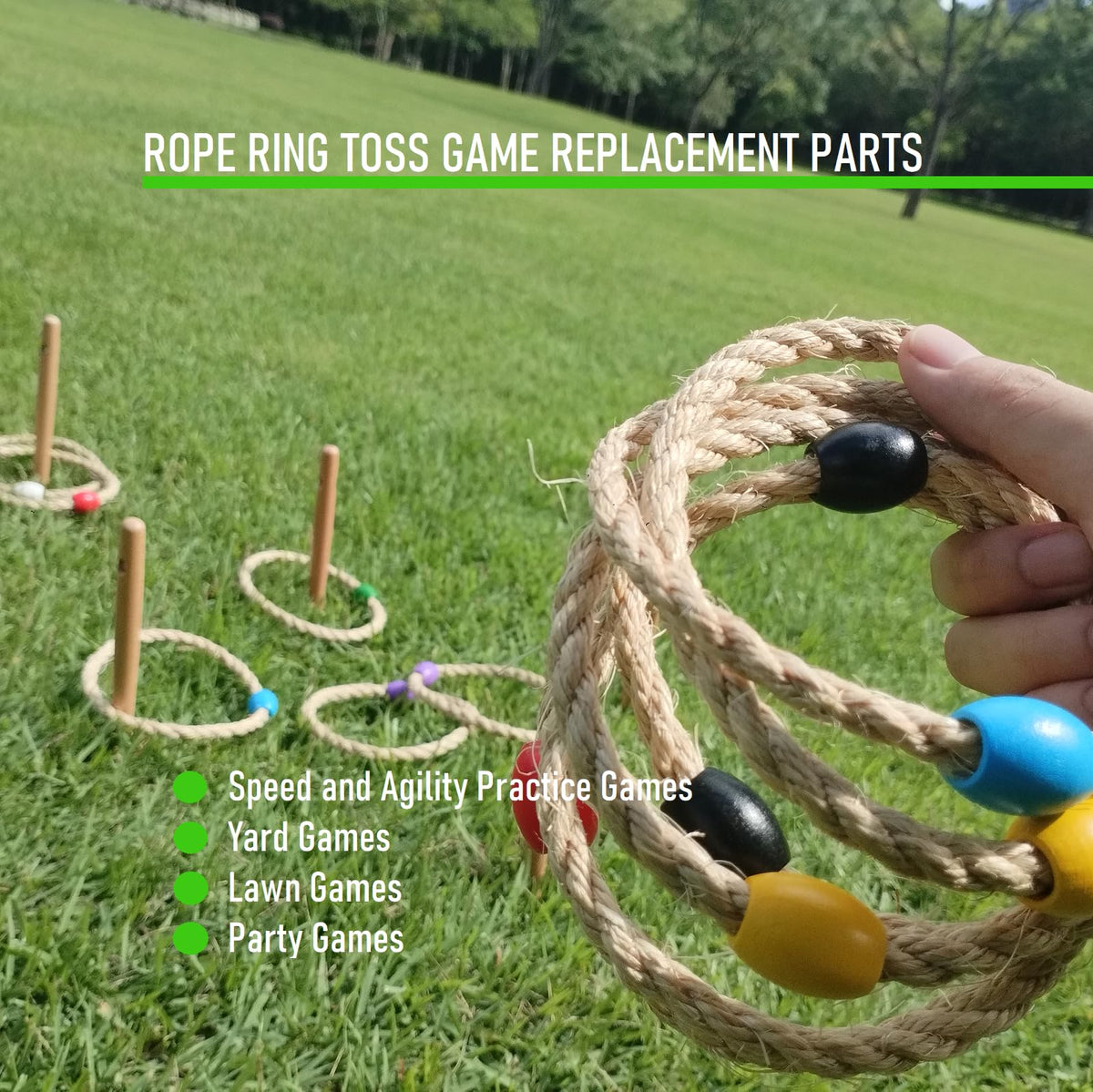 10 Pack Sisal Rope Ring Toss Game Replacement Parts for Kids and Adults, Outdoor Toss Rings for Speed Agility Practice Game,Yard Games Lawn Games for Party(Red and Blue)