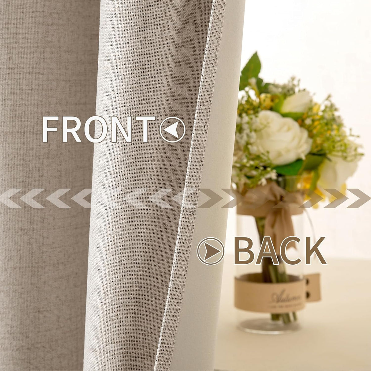 MIULEE 90-Inch Linen Textured Blackout Curtains - Thermal Insulated Taupe Grommet Drapes | Luxury Room Darkening (2 Panels)