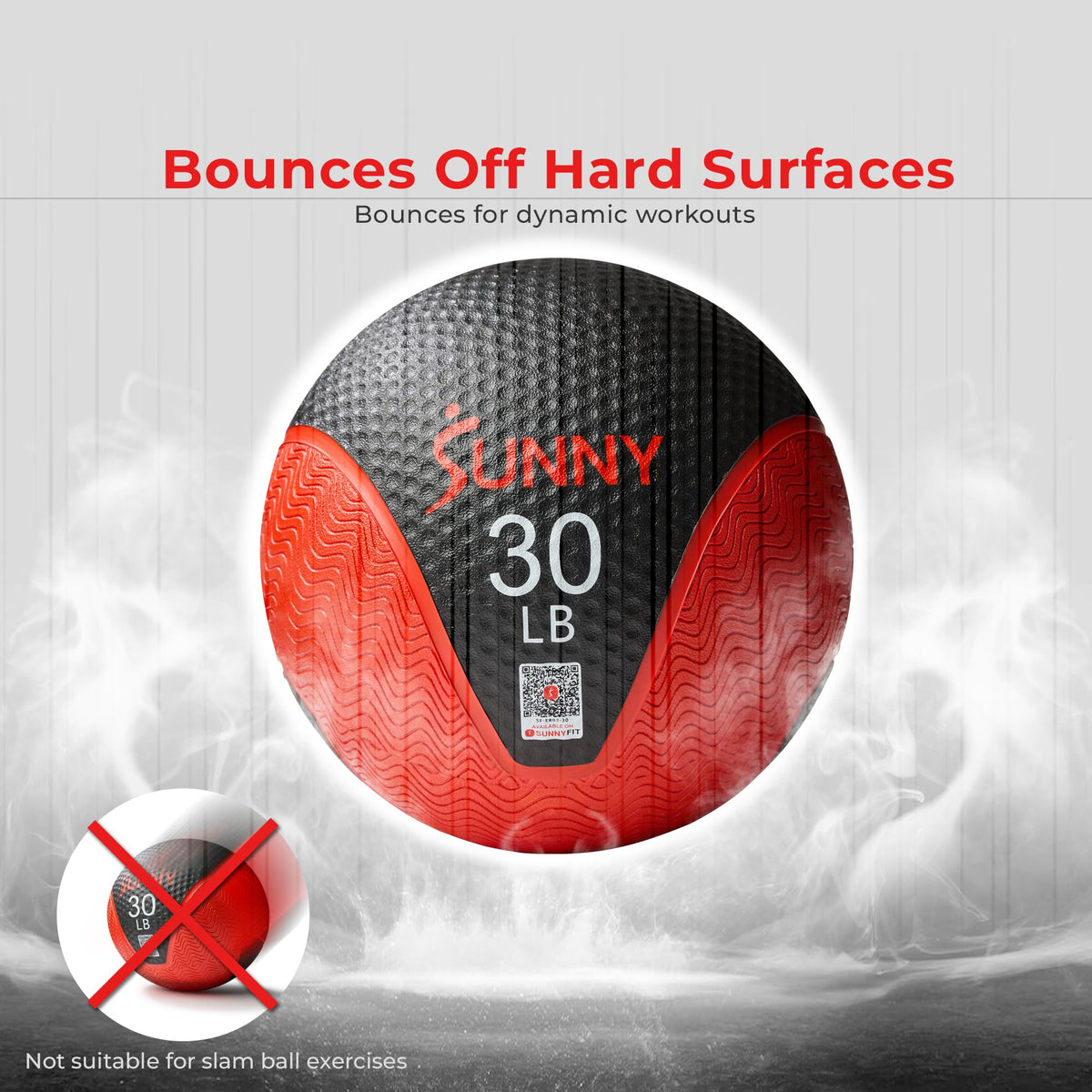 Sunny Health & Fitness 12LB Medicine Ball, Textured Rubber, Core Strength & Balance Training, Bouncing, Weight for Home Workouts SF-EB03-12