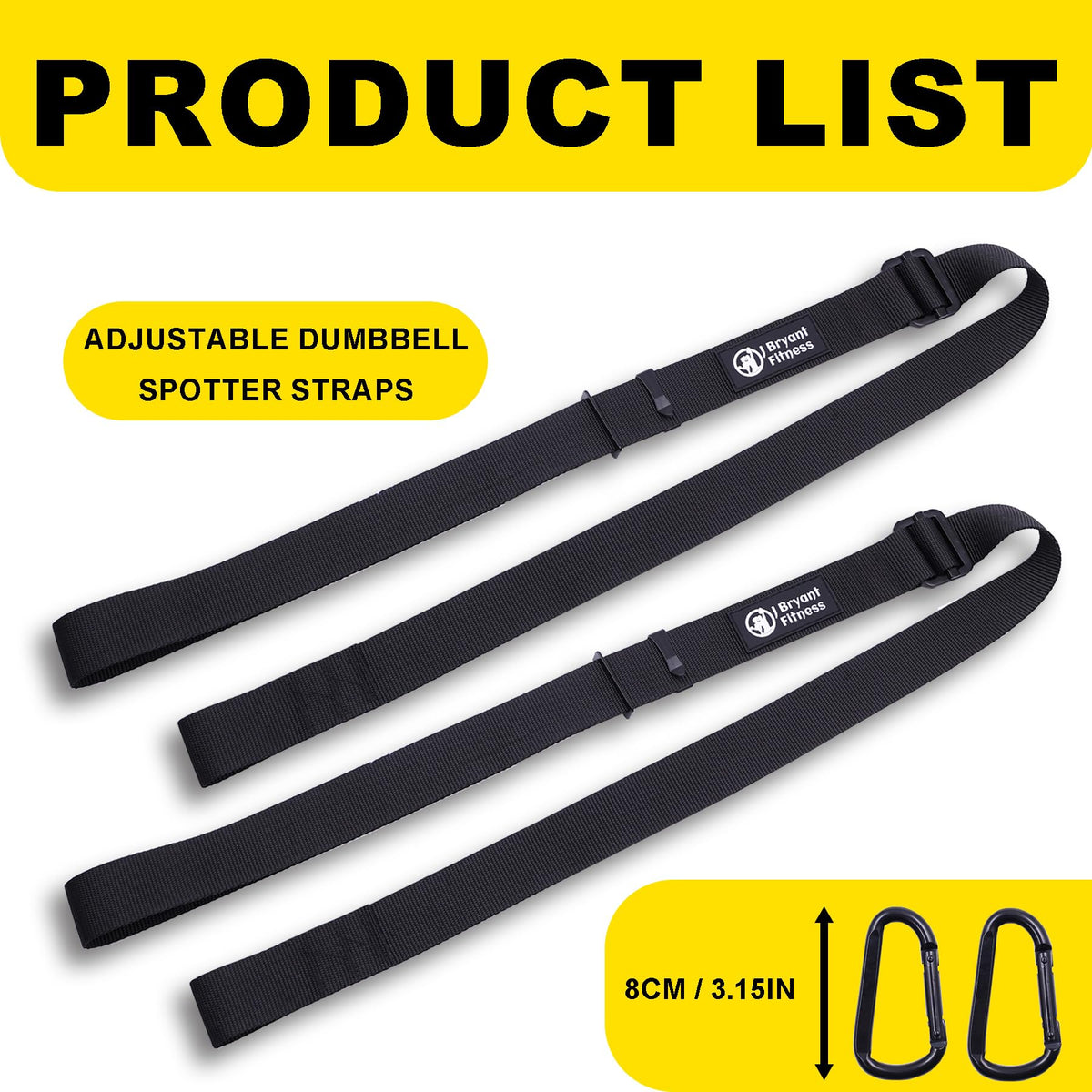 Dumbbell Spotter Straps with Safety Locking Buckle, Adjustable Height Hanging Straps for Chest Bench Press, Heavy Duty Barbell Rack Attachment for Home Gym Solo Training, Prevents Accidental Drops