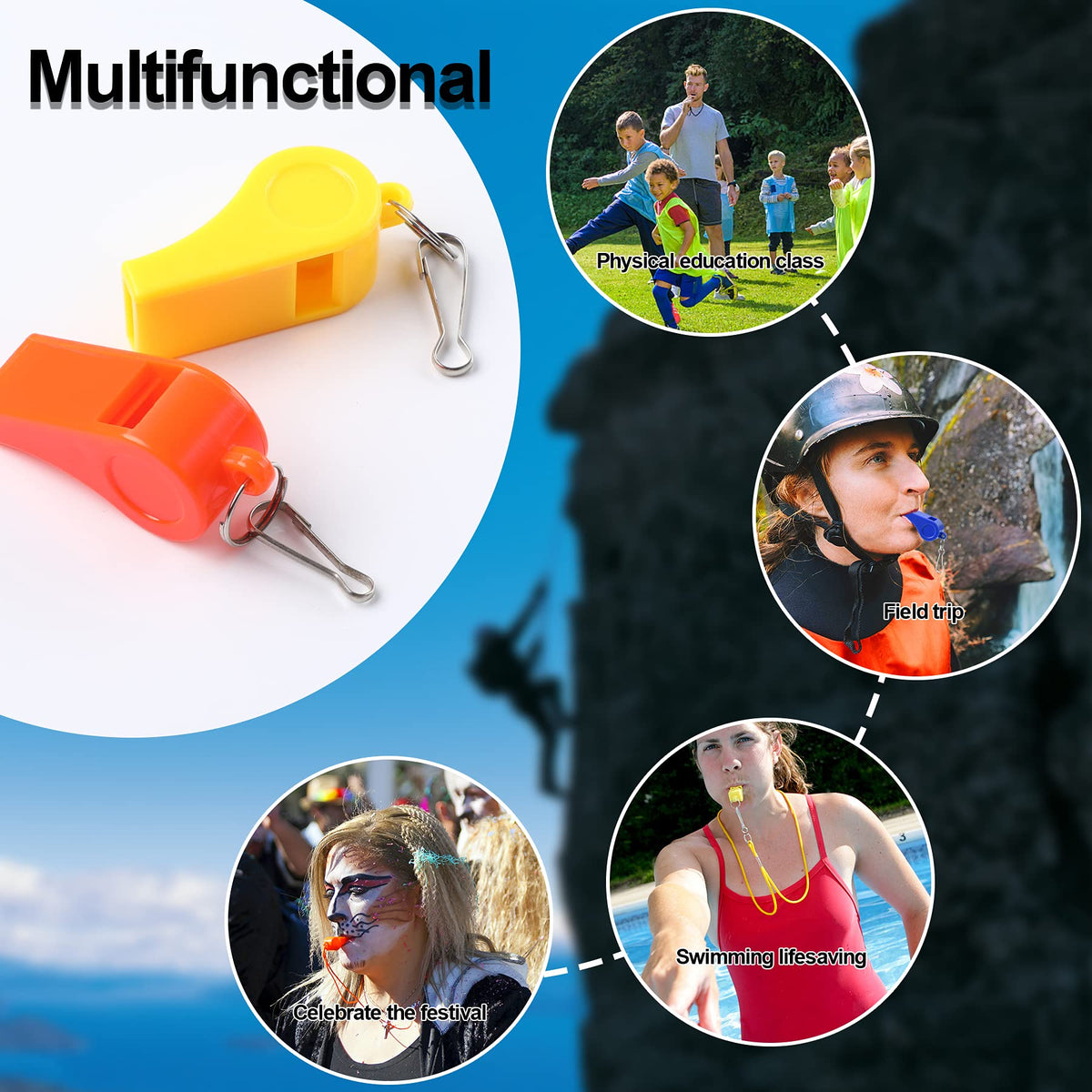 SANNIX 7 Pack Whistles, Coaches Whistles with Lanyard Sports Whistle Loud Crisp Sound Whistles for Referees Training Gyms Emergency
