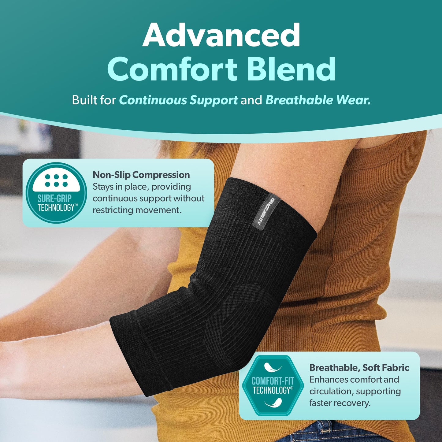 BraceAbility Elbow Compression Sleeve for Bursitis - Olecranon Elbow Brace for Tendonitis, Tennis Elbow, Golfers Elbow, Arthritis, Elbow Pain Relief Arm Sleeve for Women and Men (M - Gray)