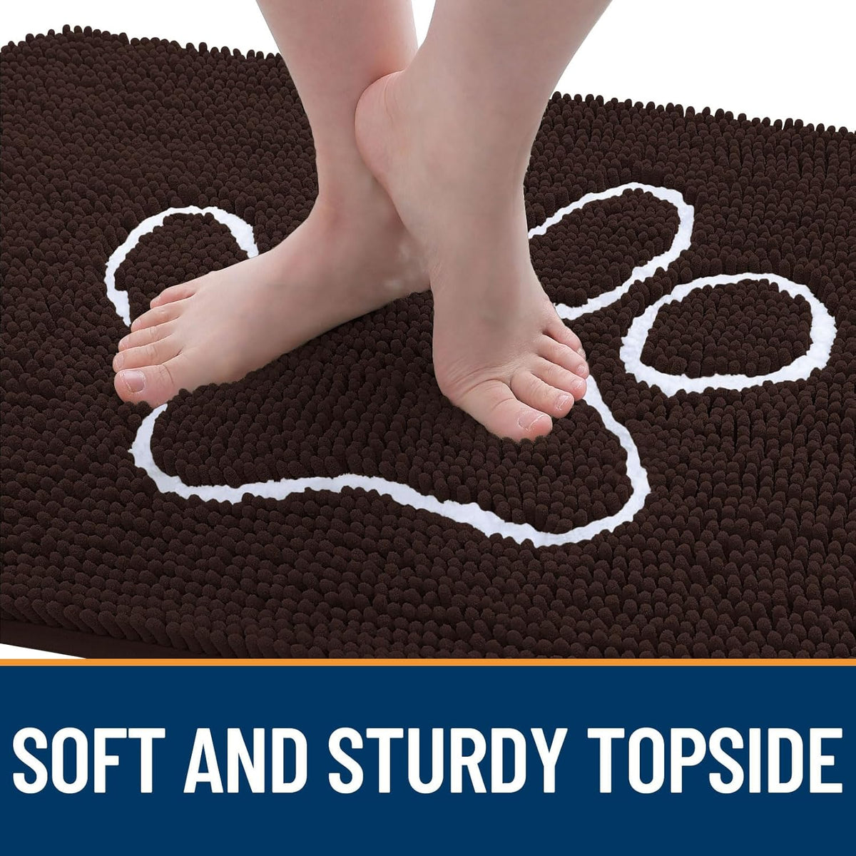 OLANLY Dog Door Mat - Absorbent Non-Slip Mud Mat for Paws | 47x24 Inch, Quick-Dry Chenille, Brown