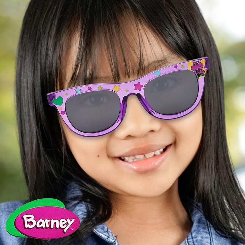 ARKAID Official Barney Sunglasses for Kids | Purple Dinosaur Shades for Fans | Safe UV 400 | One Size Fits Most Kids