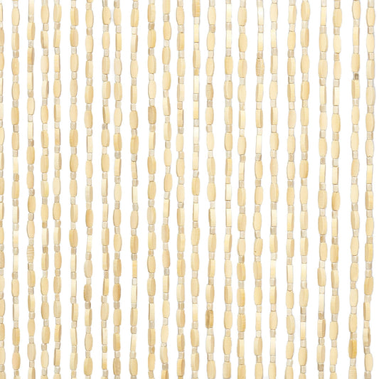 HYVAKUPPA 35.5" x 75" Bamboo and Wood Beaded Curtain for Doorway 52 Strands Handmade Bohemian Door Beads Curtain Boho Hanging Room Divider for Bedroom Living Home Deco, Beige