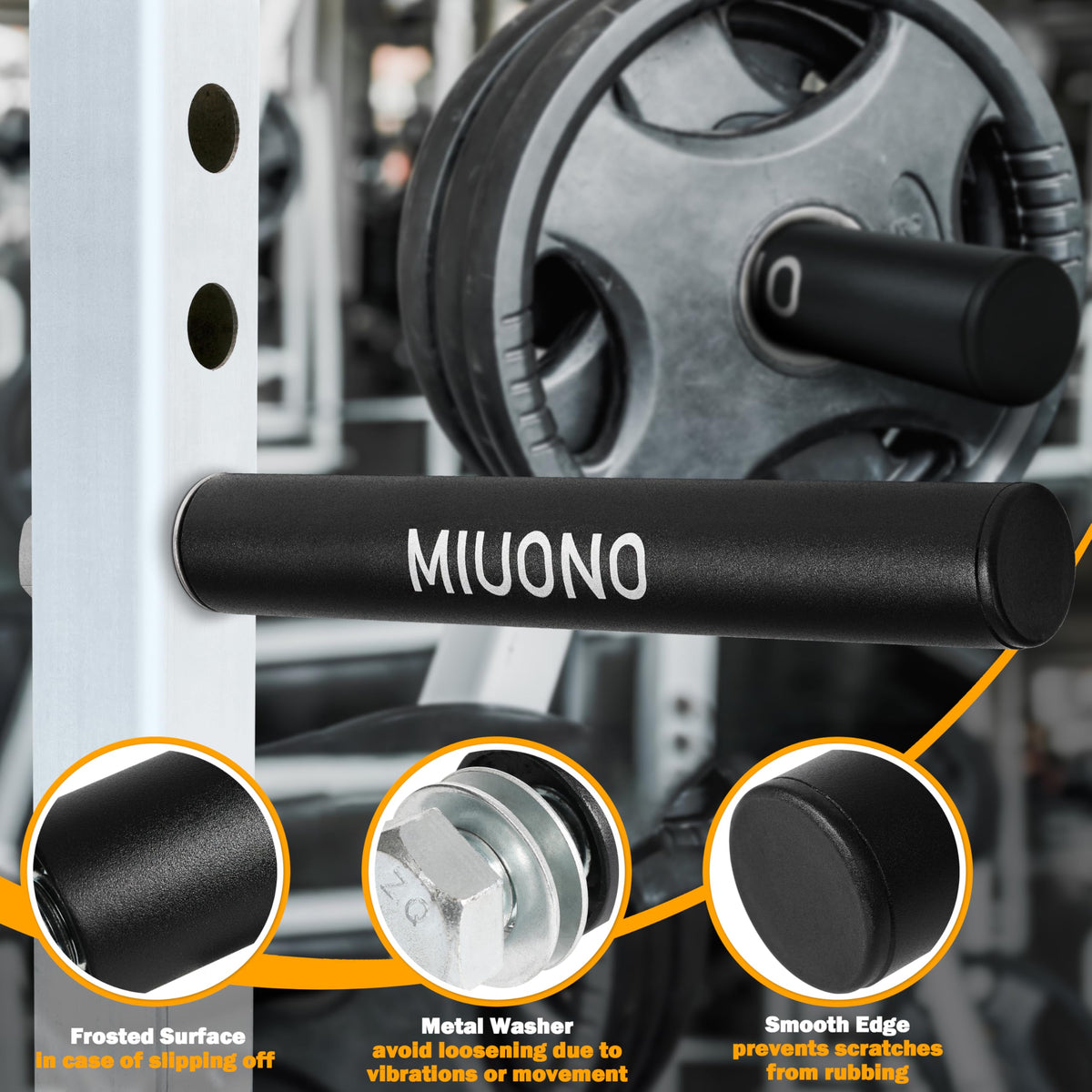 MIUONO Weight Plate Holder, Power Rack Attachments Squat Rack Weight Plate Holder Storage for 2 inch Olympic Plates, 2x2 3x3 2x3 Power Cage for 1 inch holes (4 Pack)