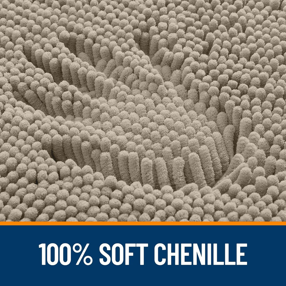 OLANLY Large Bath Rugs - Extra Soft Chenille, Quick Dry & Machine Washable | 70x46 Warm Taupe