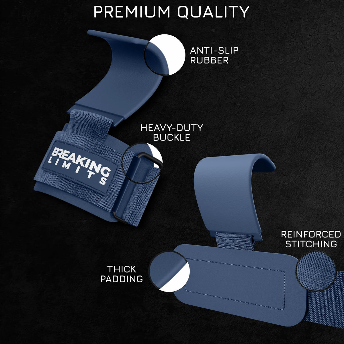 Breaking Limits Lifting Hooks for Weight Lifting (Pair) - Wrist Hooks for Weightlifting, Gym, Deadlifts & Pull-Ups– Hook Lifting Straps - Hook Grips for Men & Women