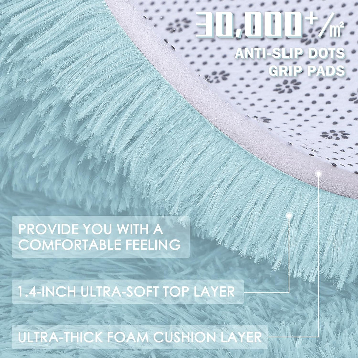 OLANLY Area Rug - Soft Fluffy Shaggy Design | Machine Washable 4x5.9 ft | Light Blue for Living Room & Bedroom