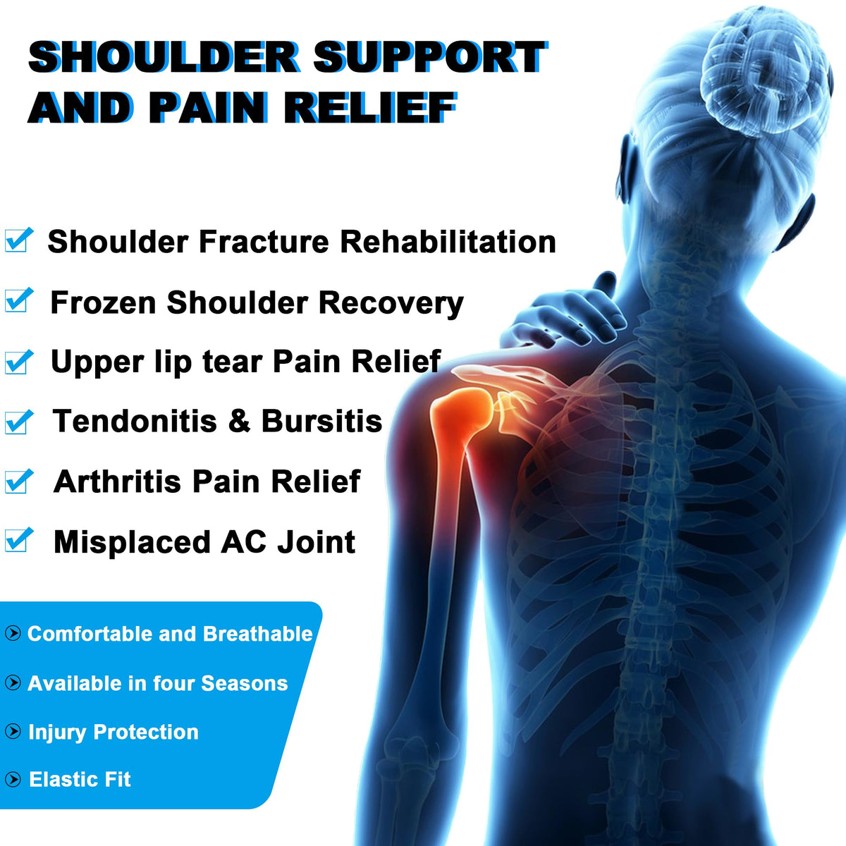 KONSEDIK Shoulder Brace Immobilizer with Ice Pack,Compression Rotator Cuff Support for AC Joint Pain Relief,Frozen Shoulder,Dislocation,Labrum Tear,Adjustable Wrap for Men&Women Left/Right(Gray,Medium)