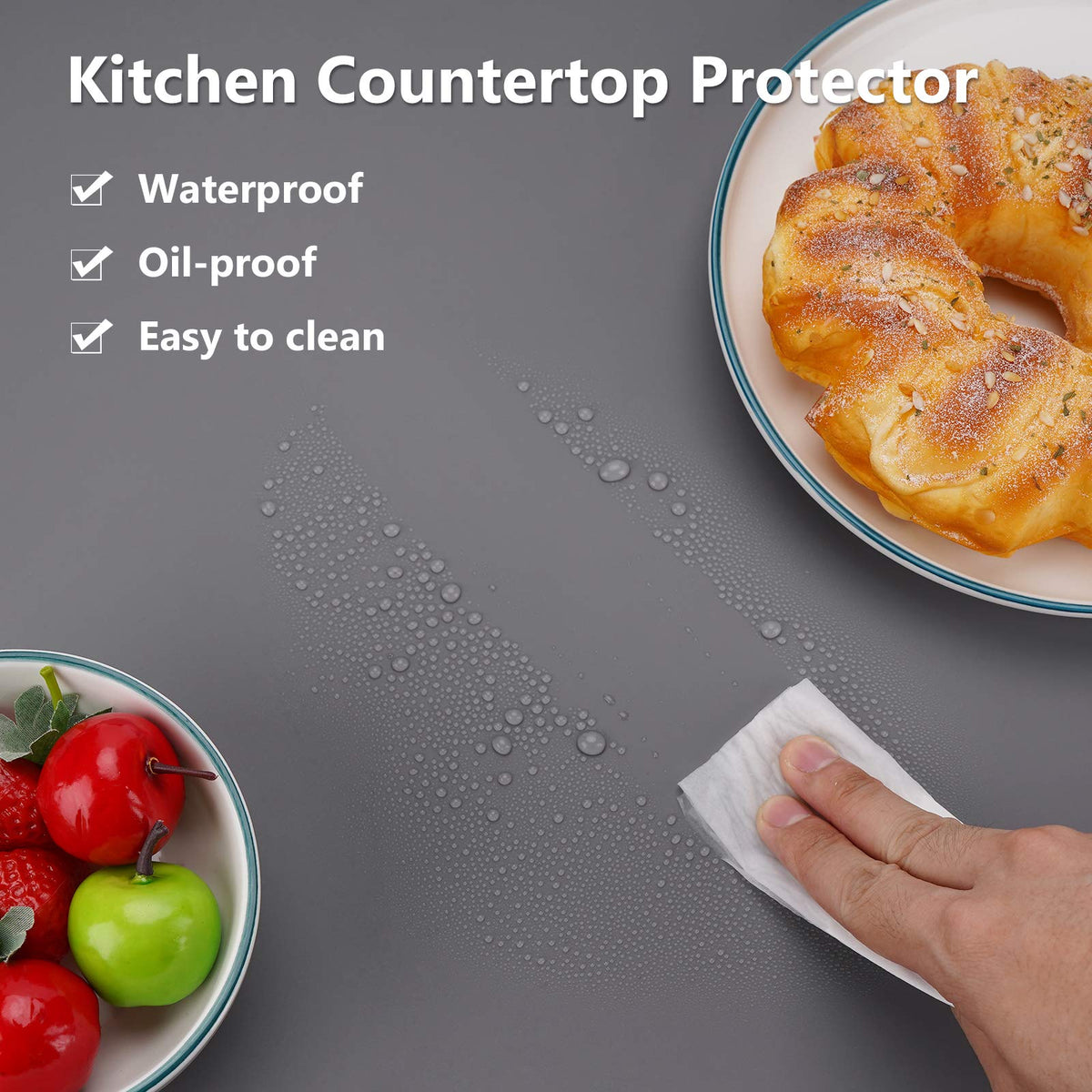 Gartful Extra Large Silicone Mats for Countertop, 28" by 20" Multipurpose Mat, Counter Table Protector, Desk Saver Pad, Placemat Nonstick Nonskid Heat-Resistant Pad, Dark Gray