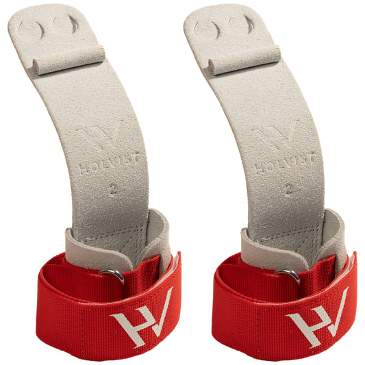 HOLVIST Gymnastics Grips | Leather Made Dowel Gymnastic Grips | Gymnastics Grips for Girls 10-12 | Hook & Loop Gymnastics Grips for Girls 7-9 | 2 Hole Womens Gymnastics Hand Grips (4, Red)
