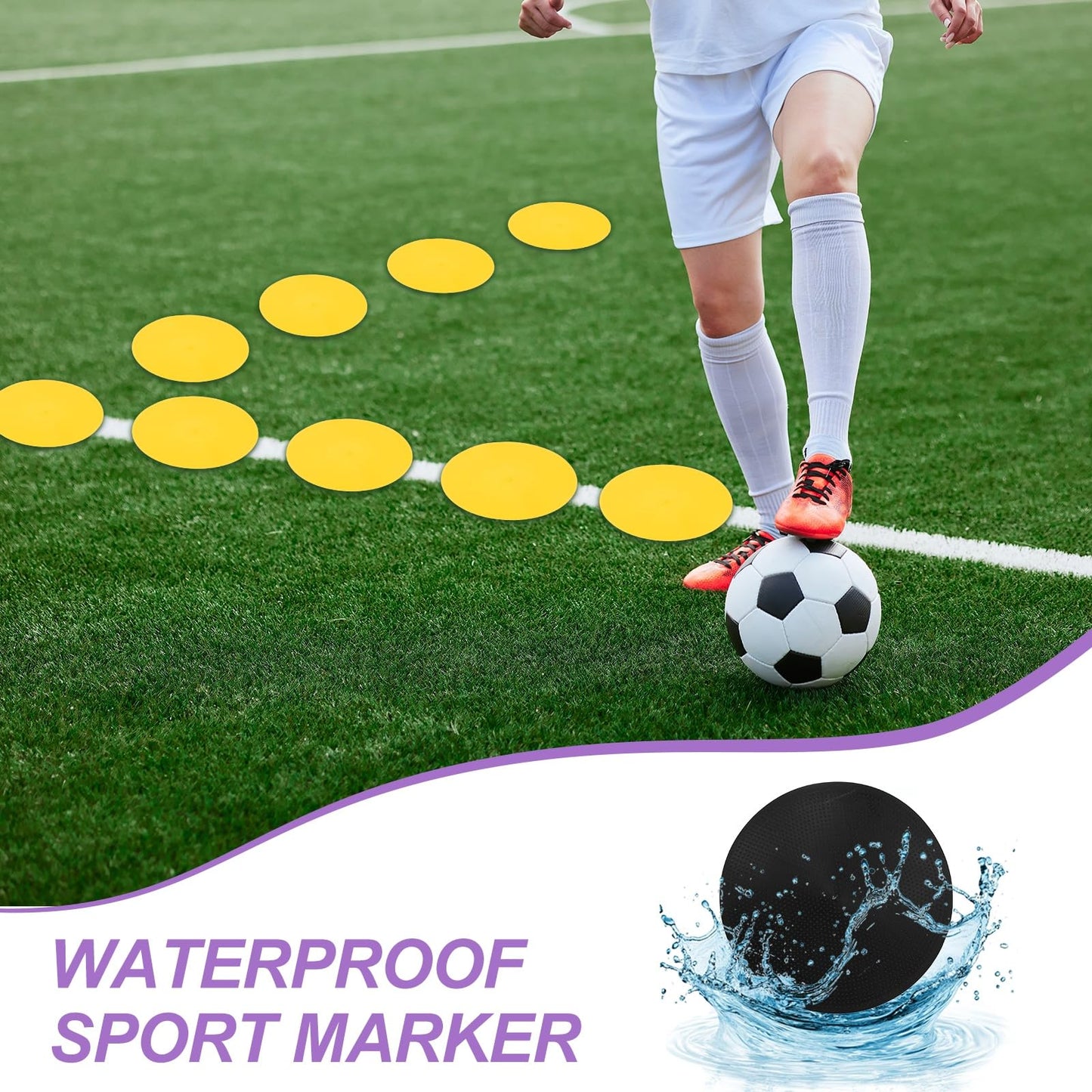 PATIKIL Spot Markers 8 Inch, 6 Pcs Non-Slip Floor Dots Agility Markers Flat Field Cones Poly Dots for Gym PE Speed Training Dance Soccer Basketball Sports, Black