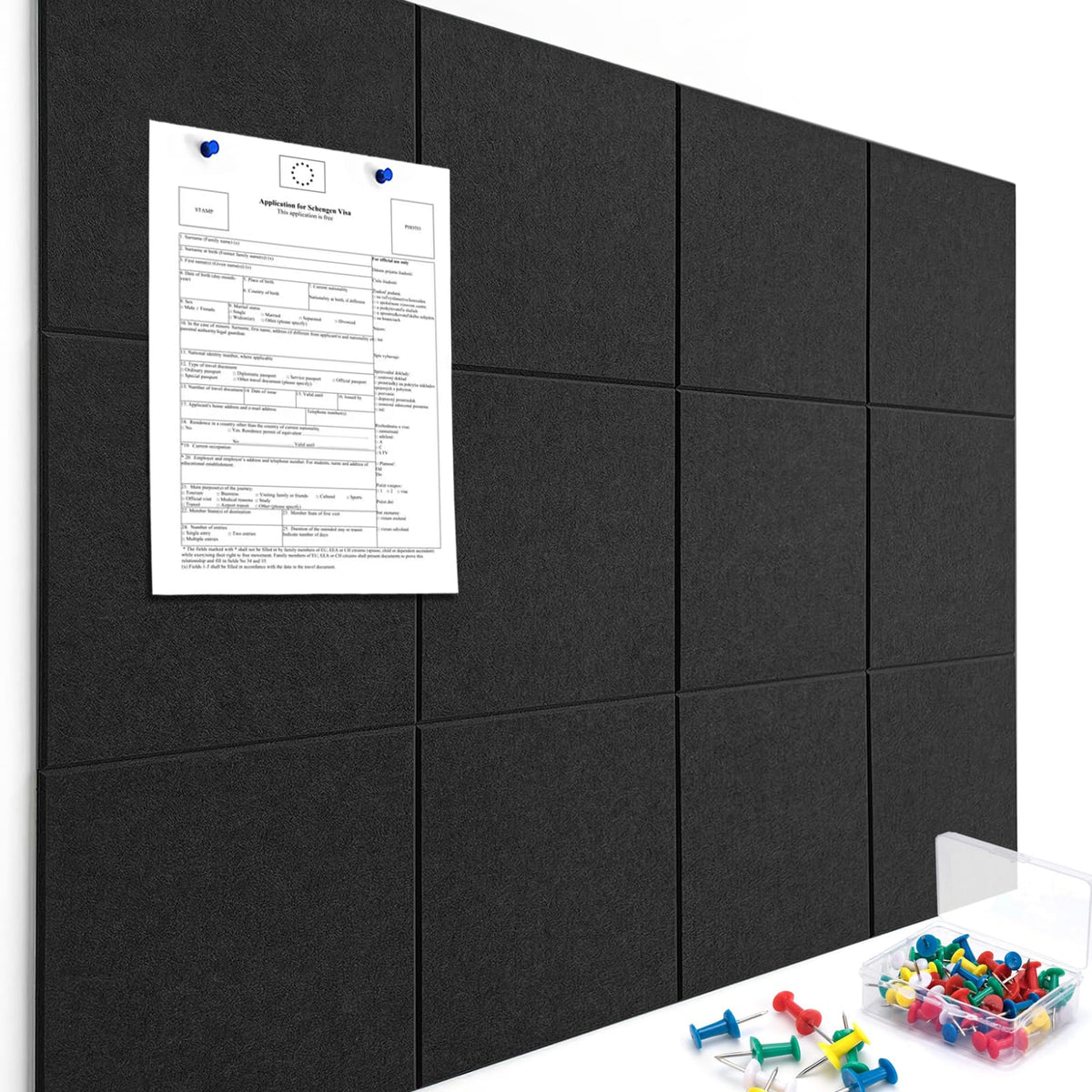 Cork Boards for Walls 48" x 36" Felt Board Alternative, 12 Pack Felt Wall Tiles Bulletin Board, Large Cork Board for Office Pin Board Tack Board Cork Boards